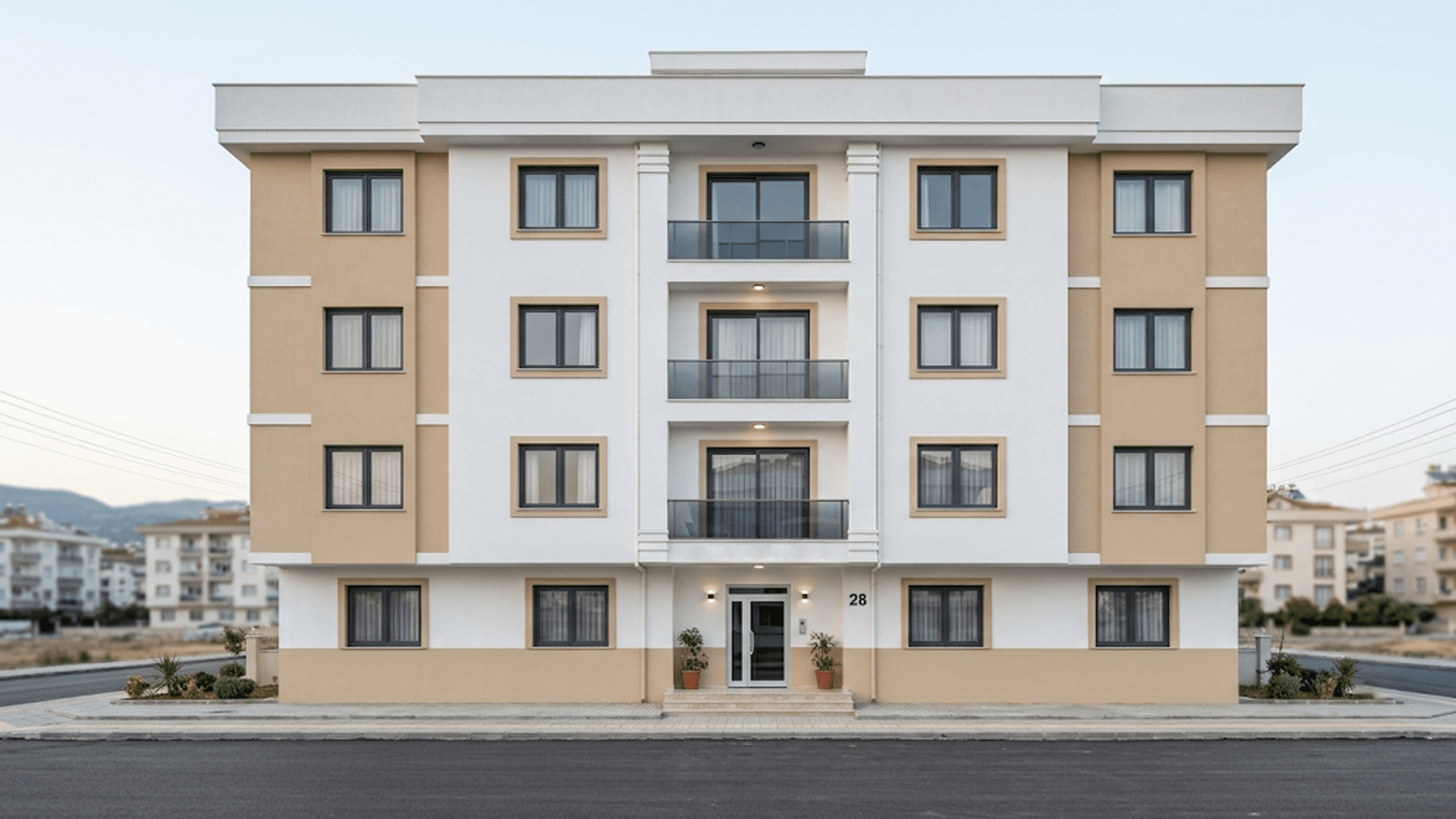 Cephe yenileme sonrası — yenilenmiş modern cephe